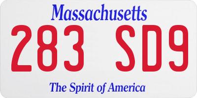 MA license plate 283SD9