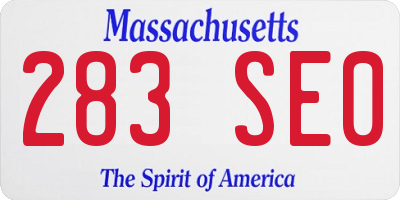 MA license plate 283SE0