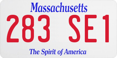MA license plate 283SE1