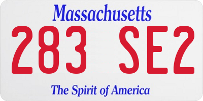 MA license plate 283SE2