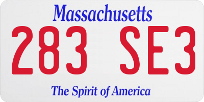 MA license plate 283SE3
