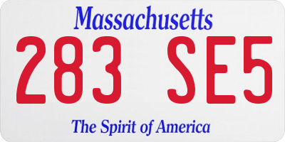 MA license plate 283SE5