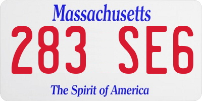 MA license plate 283SE6