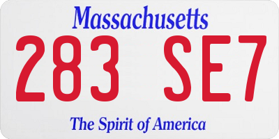 MA license plate 283SE7