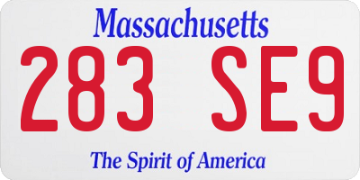 MA license plate 283SE9
