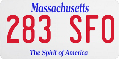 MA license plate 283SF0