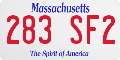 MA license plate 283SF2