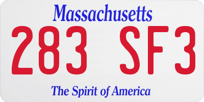 MA license plate 283SF3