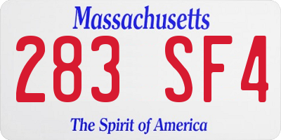 MA license plate 283SF4