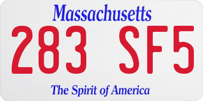 MA license plate 283SF5