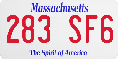 MA license plate 283SF6