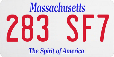 MA license plate 283SF7