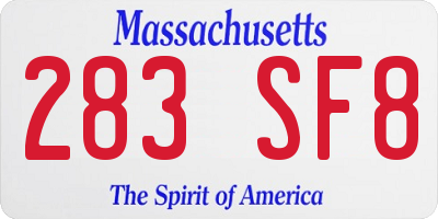 MA license plate 283SF8