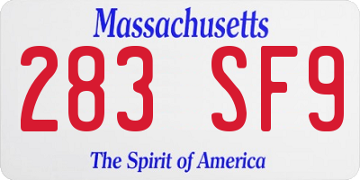 MA license plate 283SF9