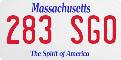 MA license plate 283SG0