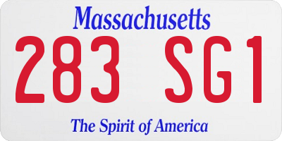 MA license plate 283SG1
