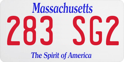 MA license plate 283SG2