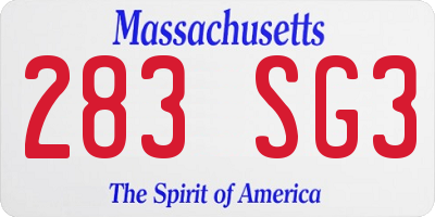 MA license plate 283SG3