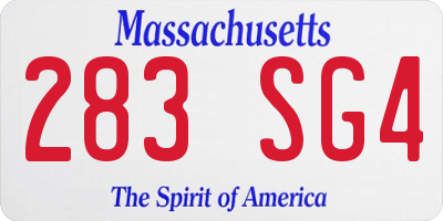 MA license plate 283SG4