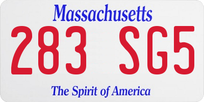 MA license plate 283SG5