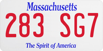 MA license plate 283SG7