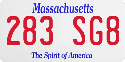MA license plate 283SG8