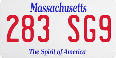 MA license plate 283SG9