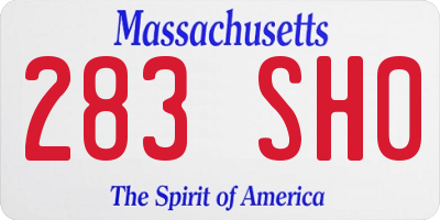 MA license plate 283SH0