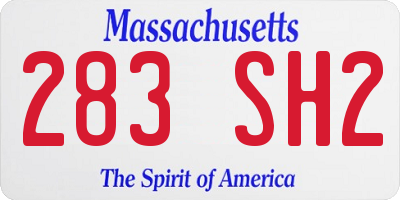 MA license plate 283SH2