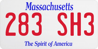 MA license plate 283SH3