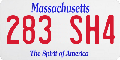 MA license plate 283SH4