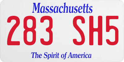 MA license plate 283SH5