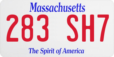 MA license plate 283SH7