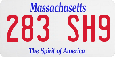 MA license plate 283SH9