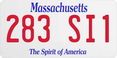 MA license plate 283SI1