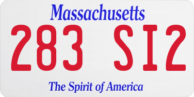 MA license plate 283SI2