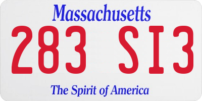 MA license plate 283SI3