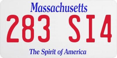 MA license plate 283SI4