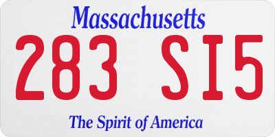 MA license plate 283SI5