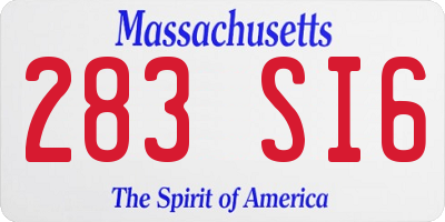 MA license plate 283SI6