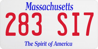 MA license plate 283SI7
