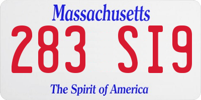 MA license plate 283SI9