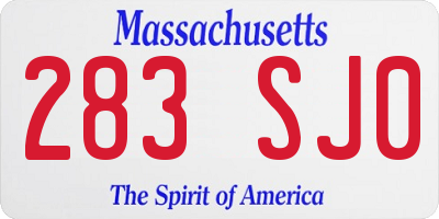 MA license plate 283SJ0