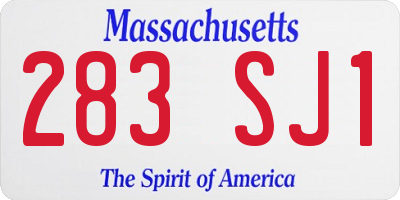MA license plate 283SJ1