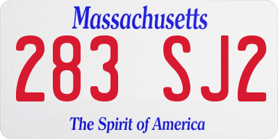 MA license plate 283SJ2