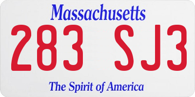 MA license plate 283SJ3