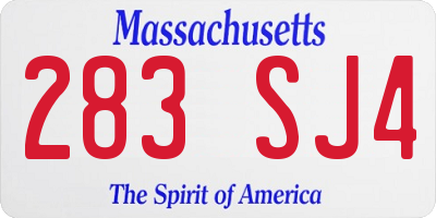 MA license plate 283SJ4