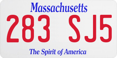 MA license plate 283SJ5