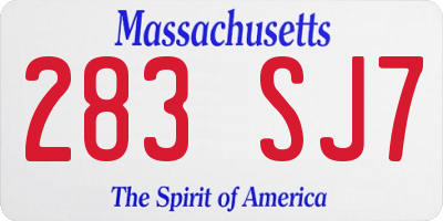 MA license plate 283SJ7