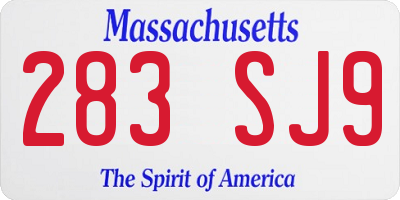 MA license plate 283SJ9
